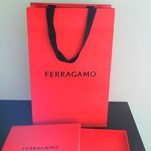 Ferragamo box and gift bag.